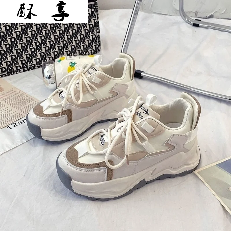 

2021 Fashion Women's Shoes Vulcanized Shoes Lace-up Color Matching Platform Shoes Spring Comfortable Casual Shoes Woman Sneakers