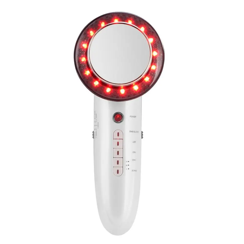 Goede Led Rood Blauw Licht Ems Ultrasone Facial Machine Afslanken Beauty Stimulator Gewichtsverlies Gereedschap Cavitatie Gezicht Schoonheid Machine