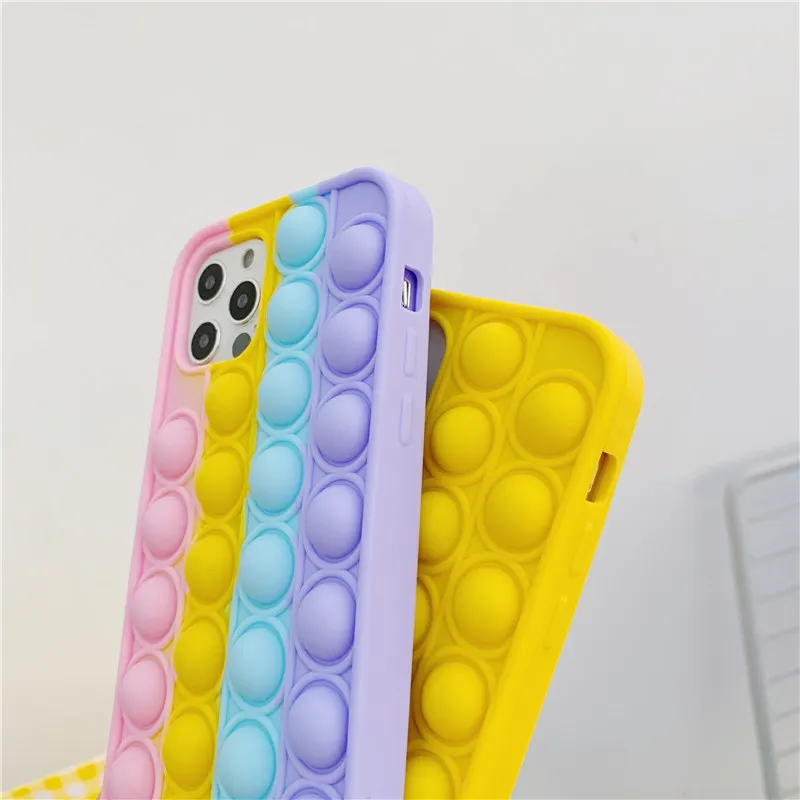 

Relive Stress Phone Case For iPhone 11 12 Pro Max X XR XS Max 7 8 Plus Pop Fidget Toys Push It Bubble Soft Silicone Back Cover