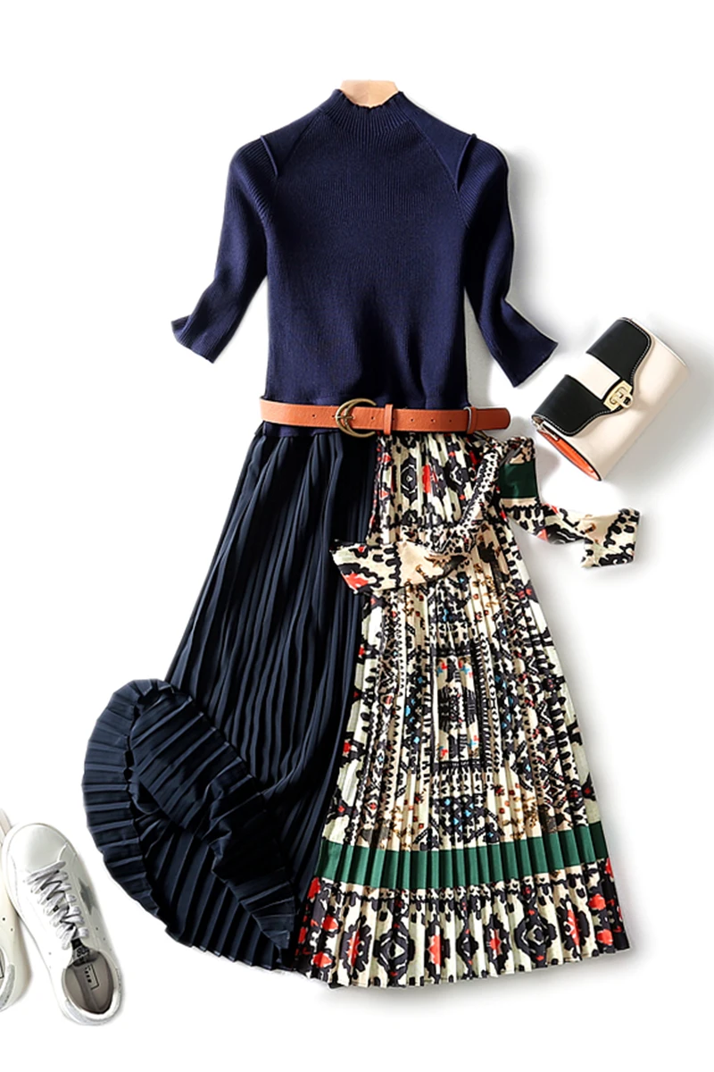 2019 Новое поступление Samgpilee Повседневное платье трапециевидной формы в стиле