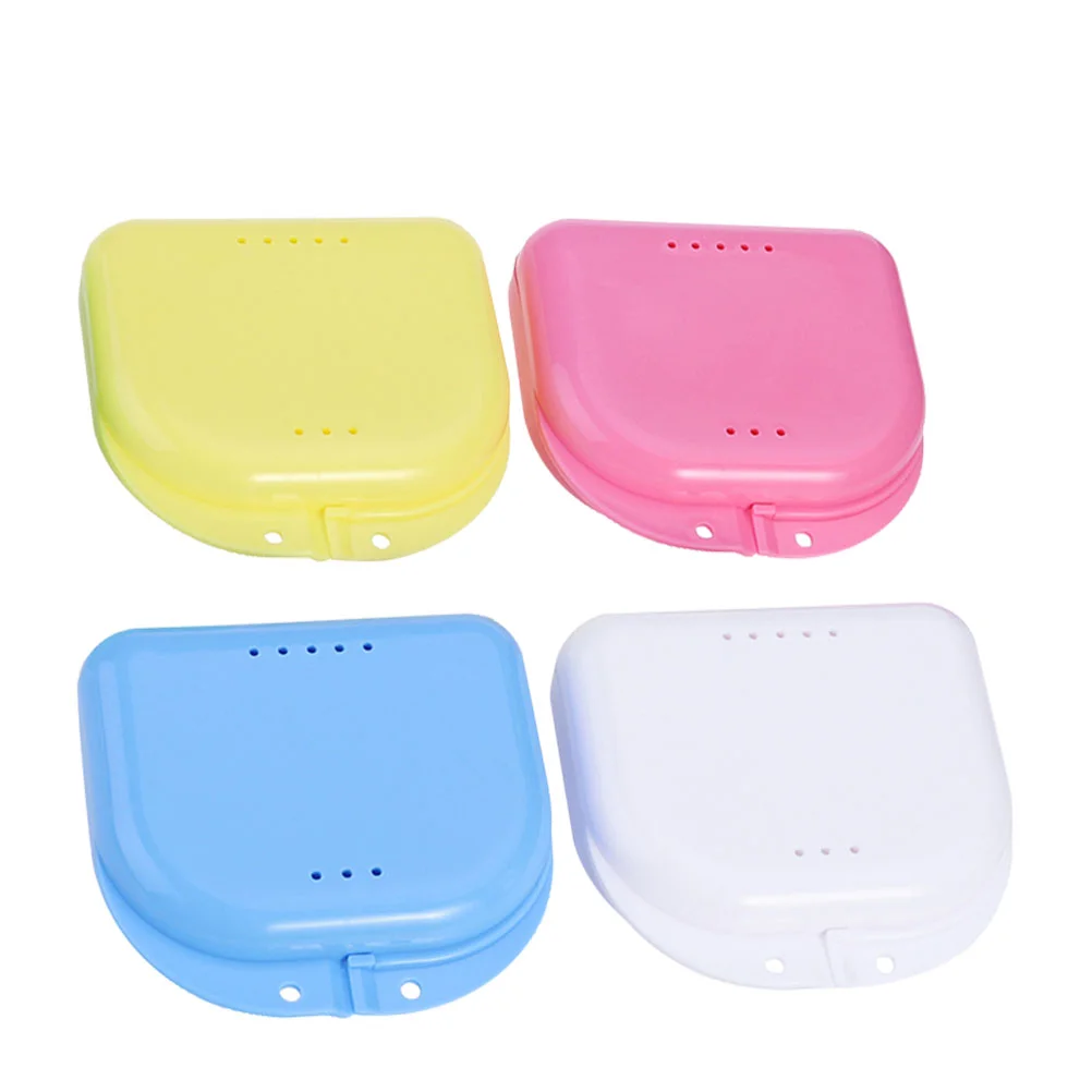 

4Pcs Fake Teeth Storage Boxes Practical Portable Retainer Boxes (Random Color)