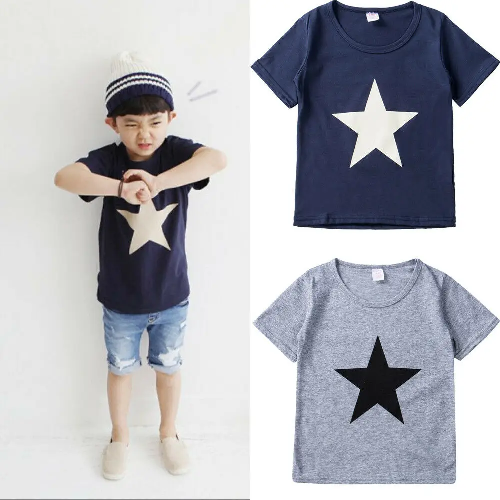 

Fashion Toddler Kids Adorable Boys Summer T-Shirt Short Sleeve print T-Shirt Cute Children Tops Tee Size 2-7 Years