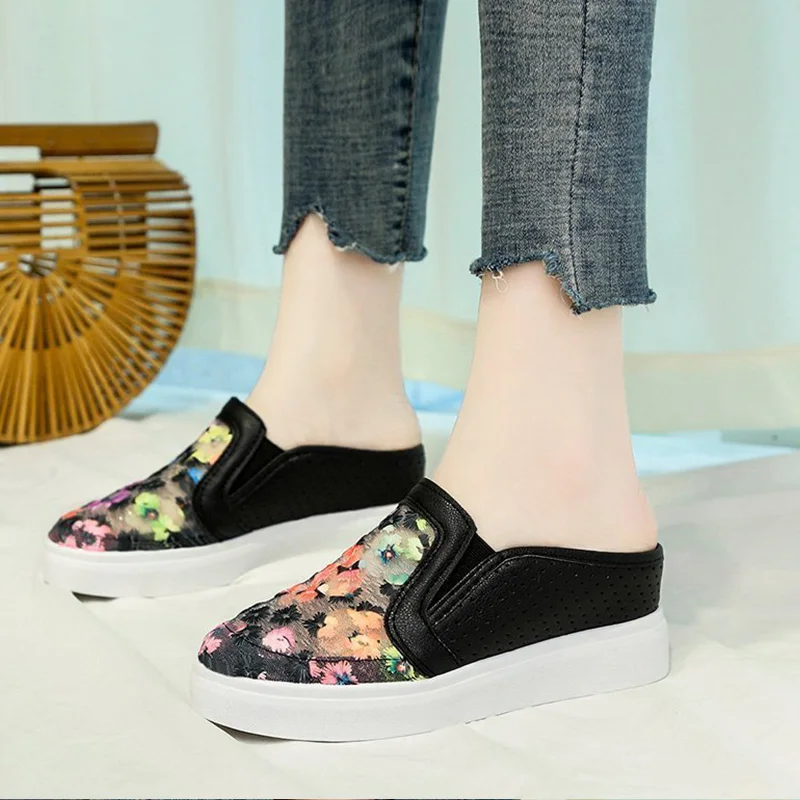 

Women Summer Shoes Woman Net Yarn Flat Shoe Soft bottom Ladies Comfortable Casual Loafers Female Slope Heel Footwear 2021 New