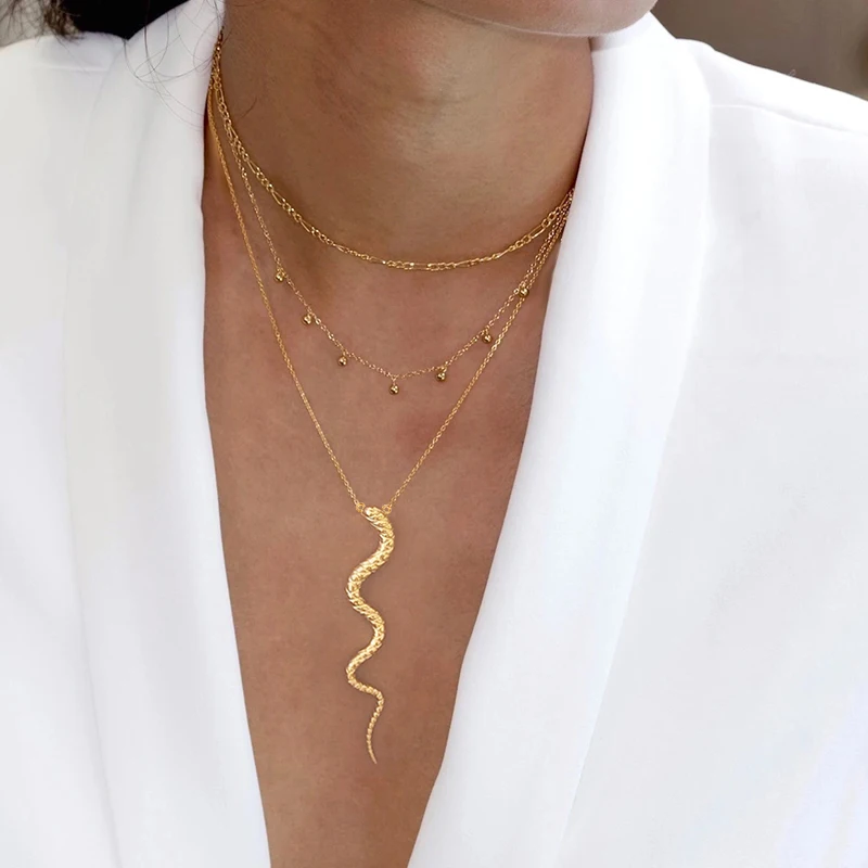 

VINY Snake 925 Sterling Silver Necklace For Women 2021 Trend Jewelry European And American Bijoux Femme Choker Necklace Collar