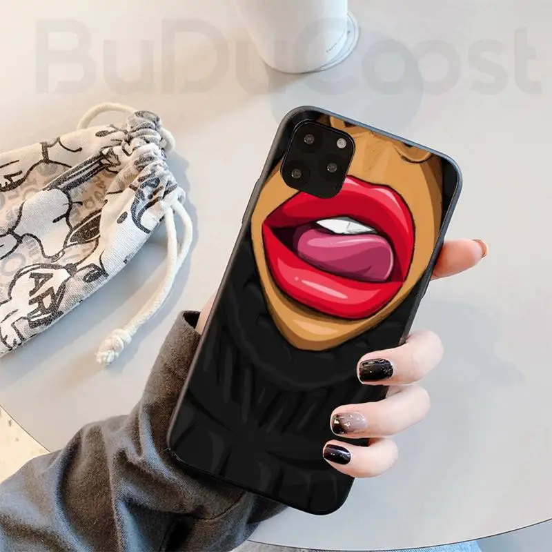 sexy lips black phone case hull for iphone 11 pro 11 pro max x xr xs max 7 8 plus 6s plus 5s 2020 se cover free global shipping