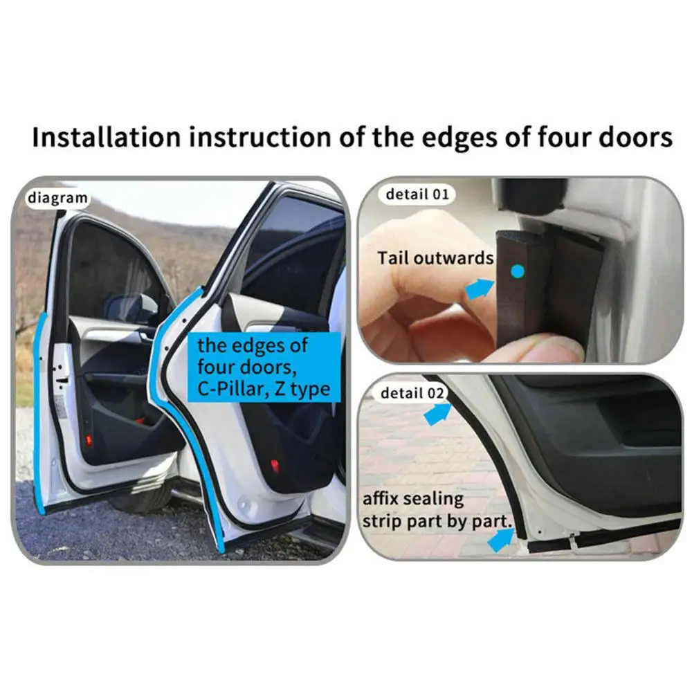 Уплотнительная лента Z образной формы для автомобильной двери 5 м EPDM резиновая