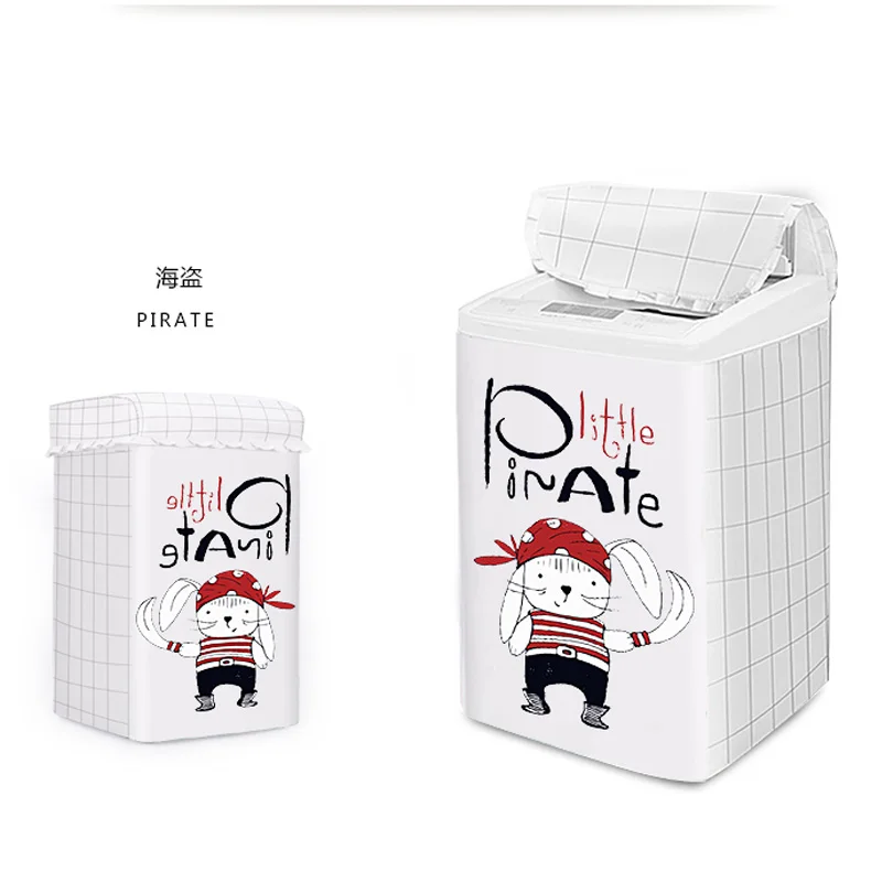 

New Cartoon Pattern Washing Machine Dust Cover Silver Coating Waterproof Washing Machine Cloth Cover Sticker Fasten Style Cover
