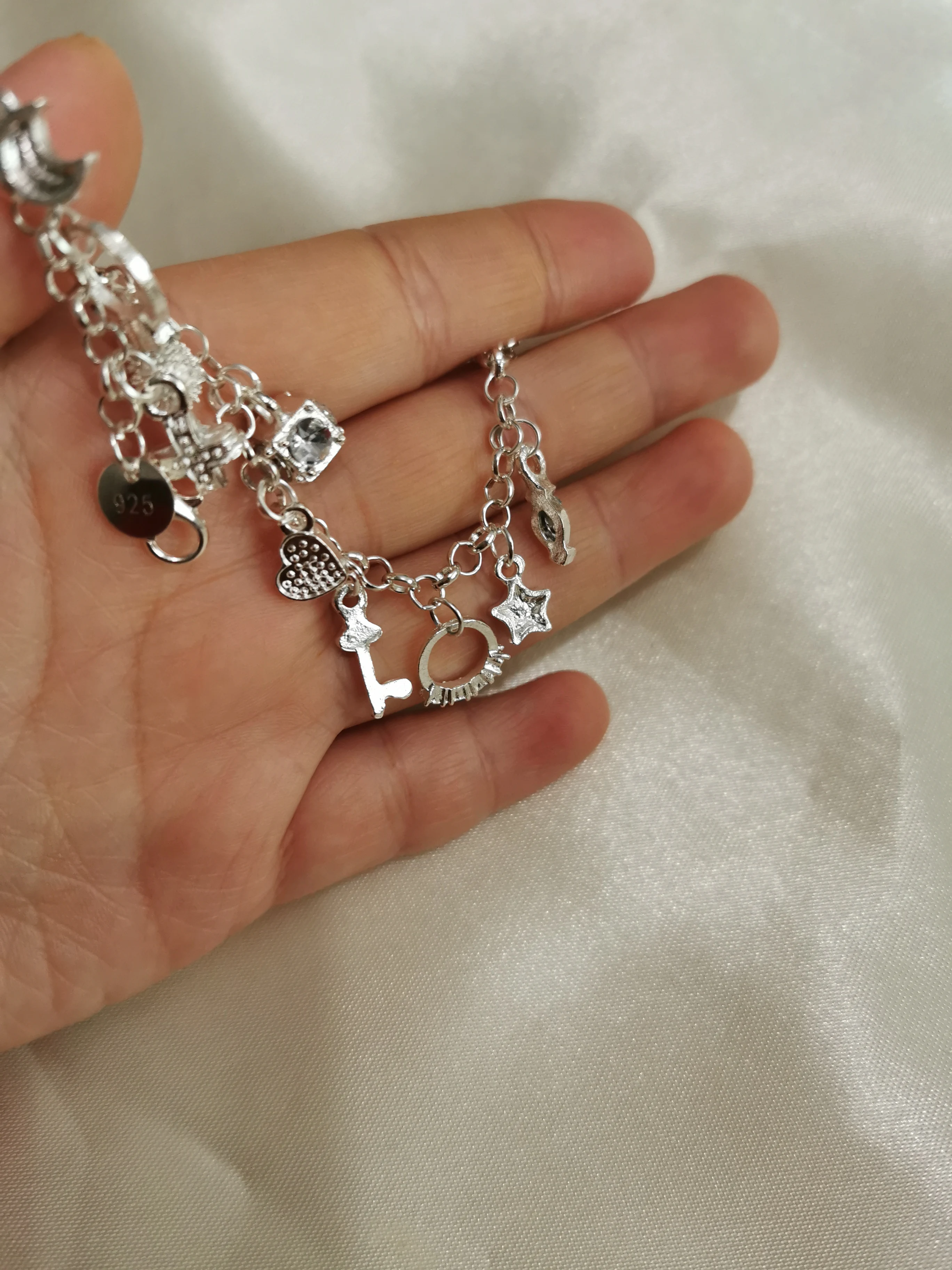 Модные трендовые украшения шикарный посеребренный браслет с Луной сердечком