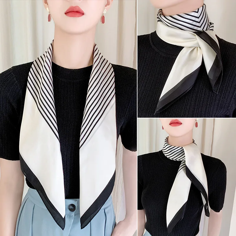 

Silk scarf little squares female strip South Korea joker multi-functional decorative fashion scarf collar winter ribbon