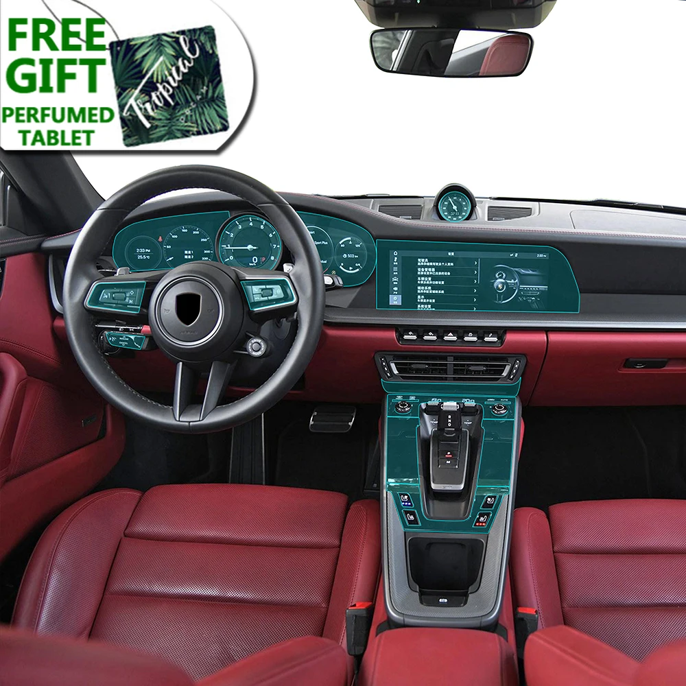 

Car Interior Central Console Gear Navigation Screen TPU Transparent Protective Film For Porsche 911 2019 2020 Accessories