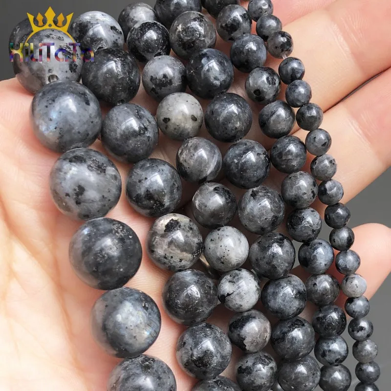 

Natural Labradorite Larvikite Stone Beads Black Round Loose Beads For Jewelry DIY Making Bracelet Accessories 15" 4/6/8/10/12mm