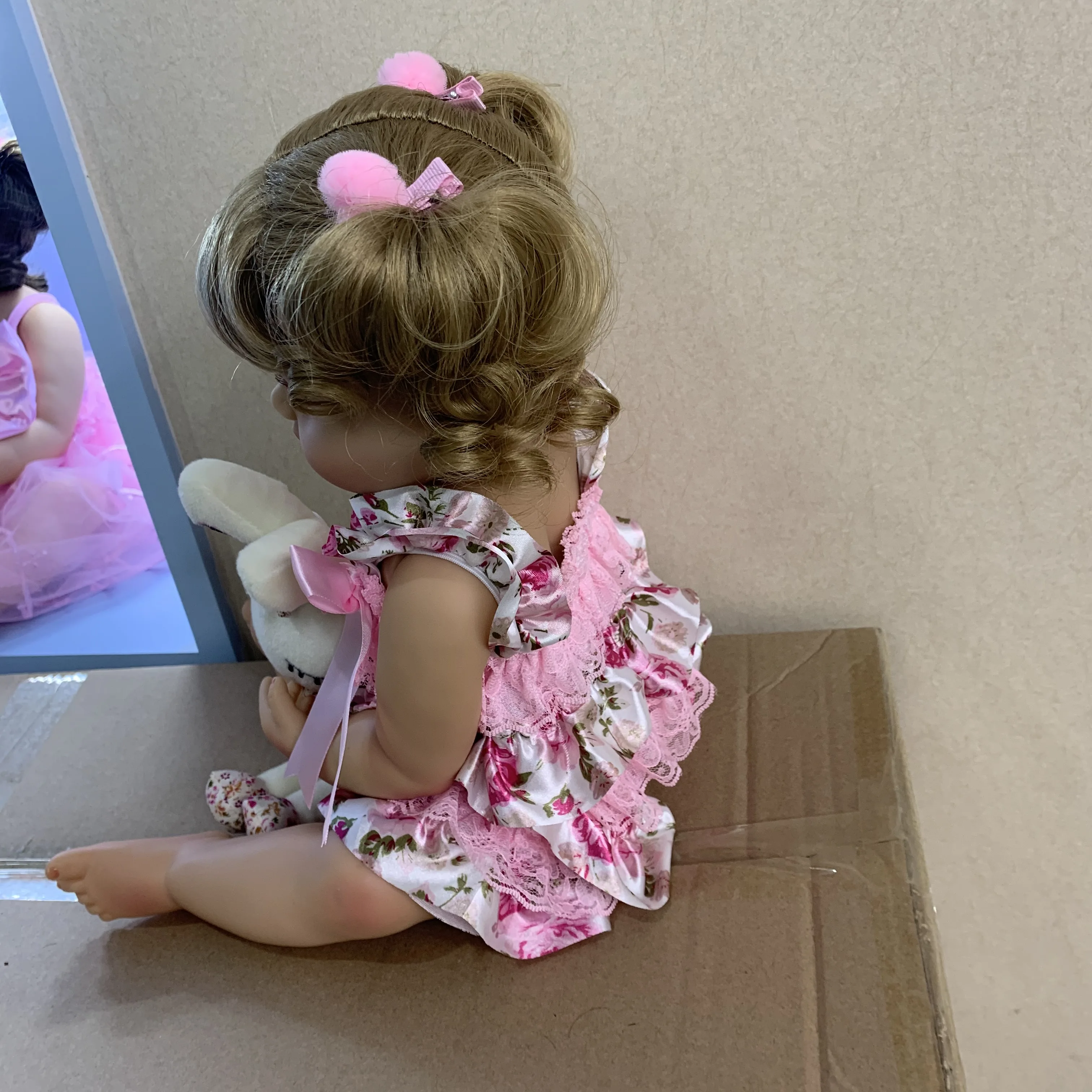 

55CM original NPK reborn baby toddler girl princess doll in pink skirt lifelike very soft full body silicone doll bath toy gift