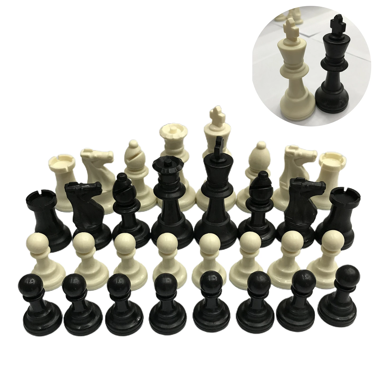 

Medieval Chess Plastic Complete Game Entertainment Black&White For Kids Adults Gift Chessboard High Quality Replacement Pieces