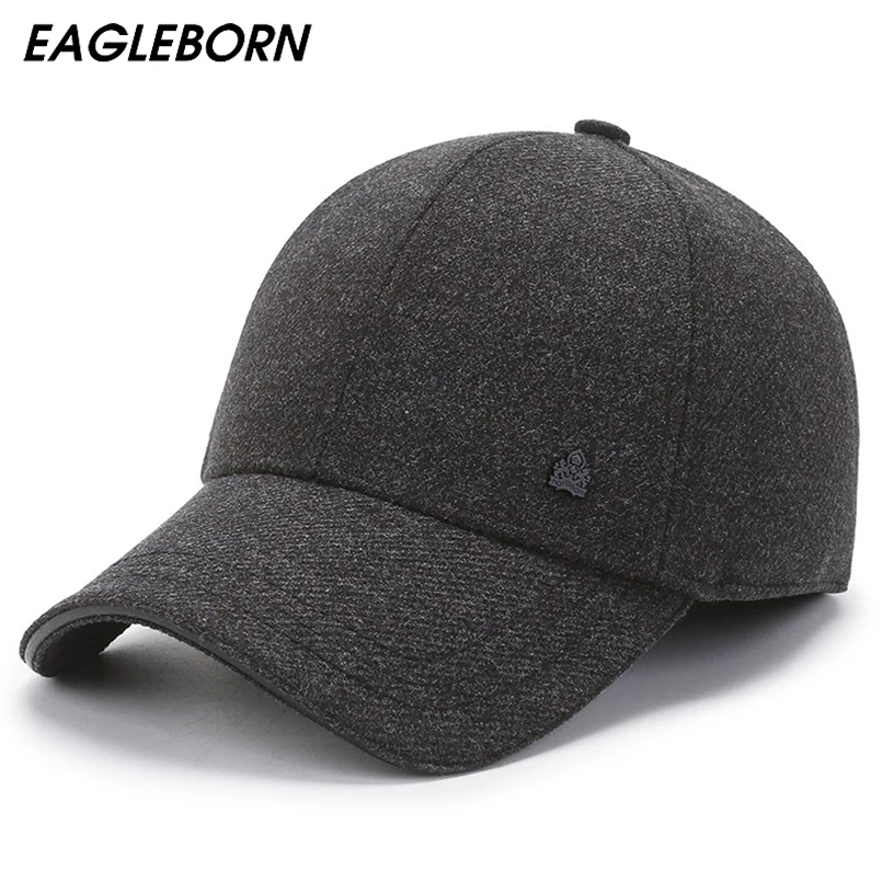 

Новая мужская шапка, зимняя бейсболка для мужчин, Снэпбэк кепки, бейсболка, мужская шапка для папы, зимняя плотная теплая шапка для людей среднего возраста