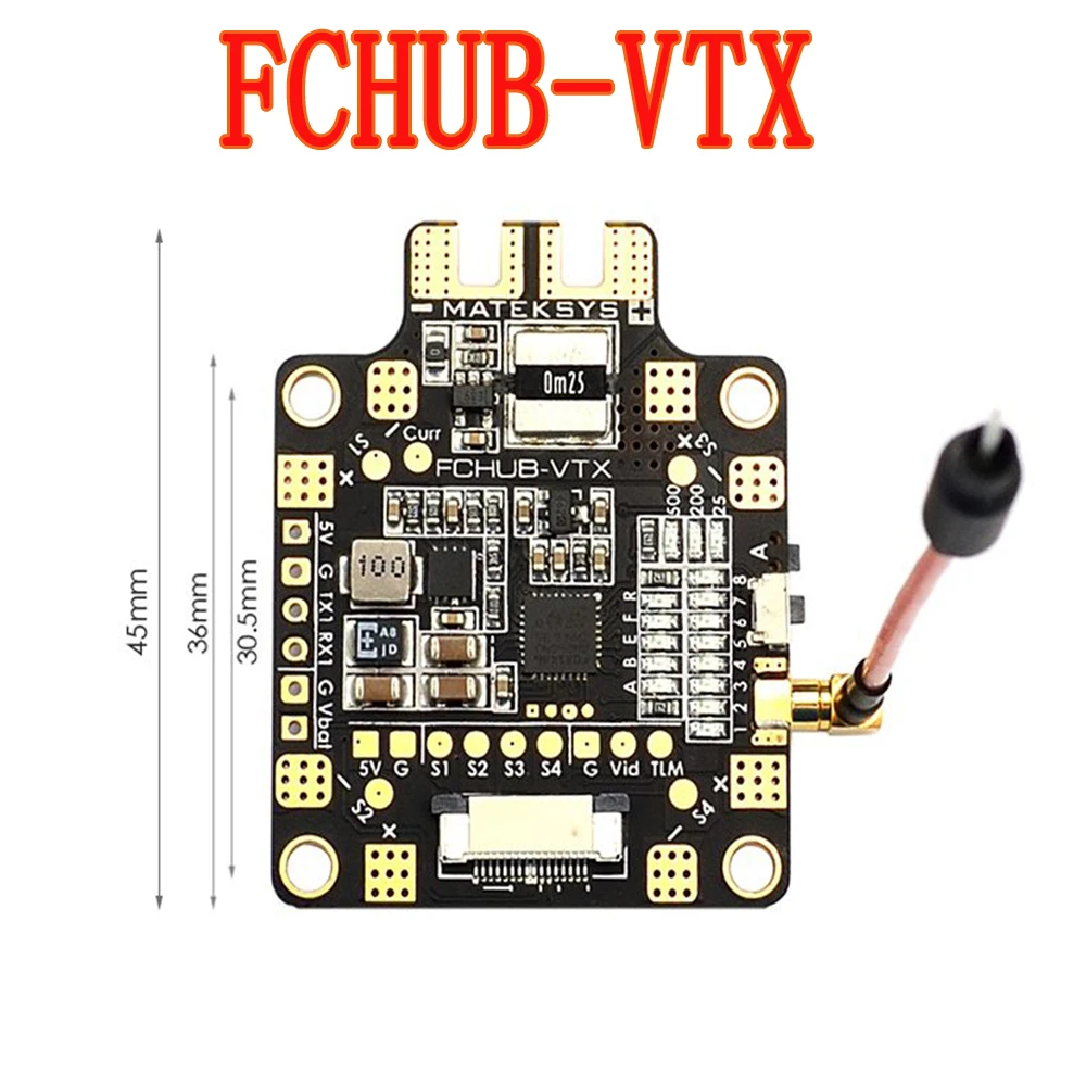 Matek системы FCHUB VTX 6 ~ 27V PDB 5 V/1A BEC w/5 8G 40CH 25/200/500mW переключаемый Радиоуправляемый Дрон