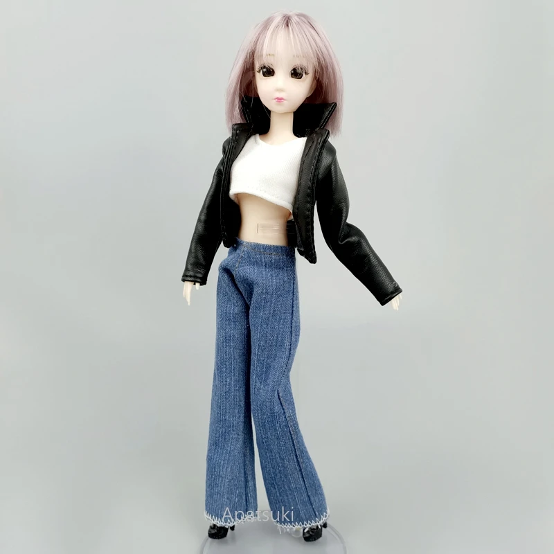 Черное кожаное пальто наряды для куклы Барби комплект одежды модная куртка