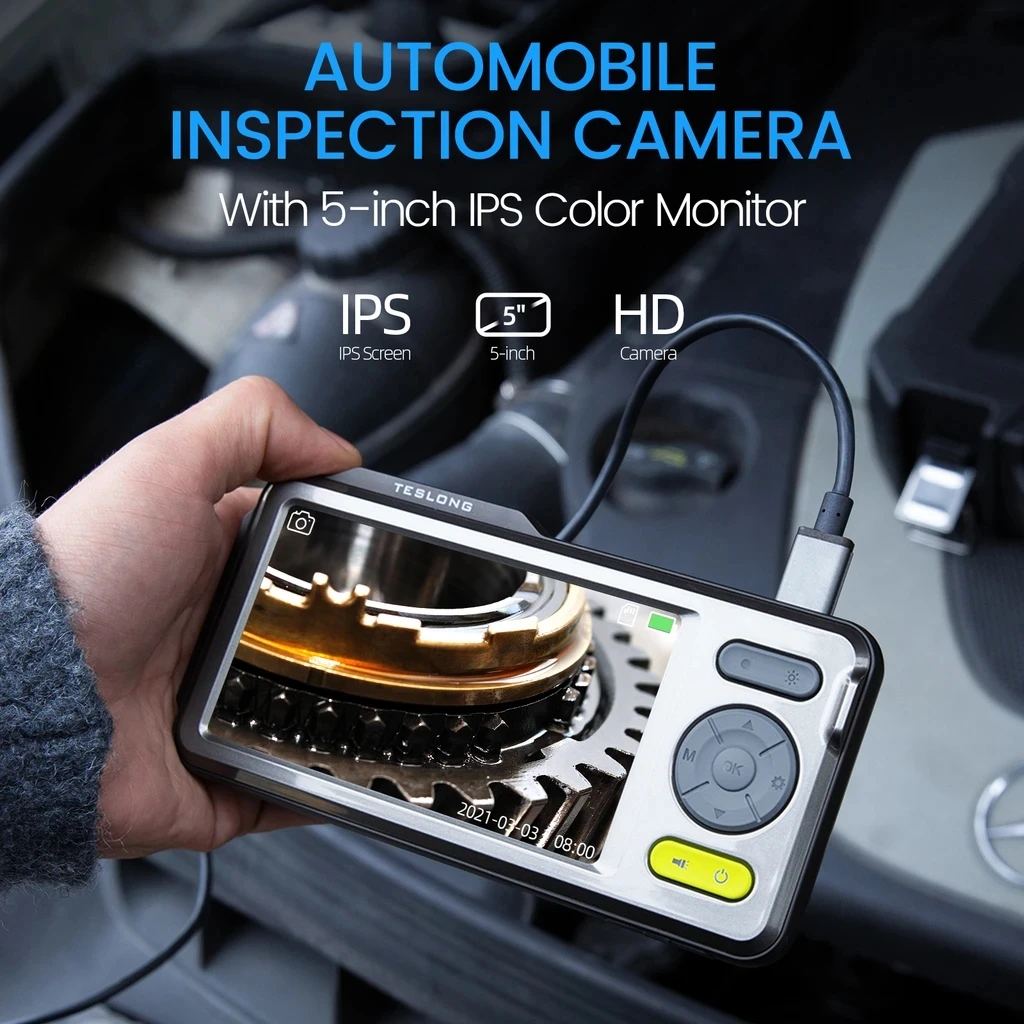 5 0 дюймовый ЖК-дисплей промышленная камера-эндоскоп Snake Tube 1080P двойной объектив