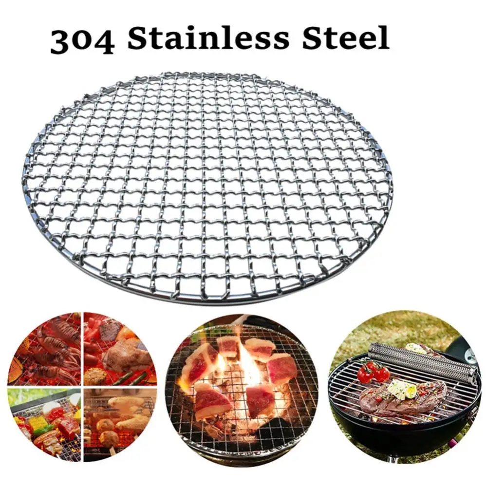 

Round Stainless Steel BBQ Grill Roast Mesh Net Non-stick Barbecue Baking Pan