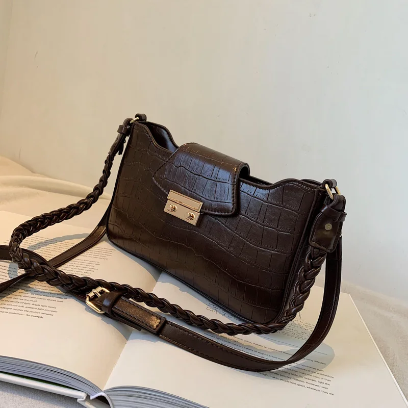 Новинка 2020 модная сумка багет из кожи аллигатора женские сумки мессенджеры на