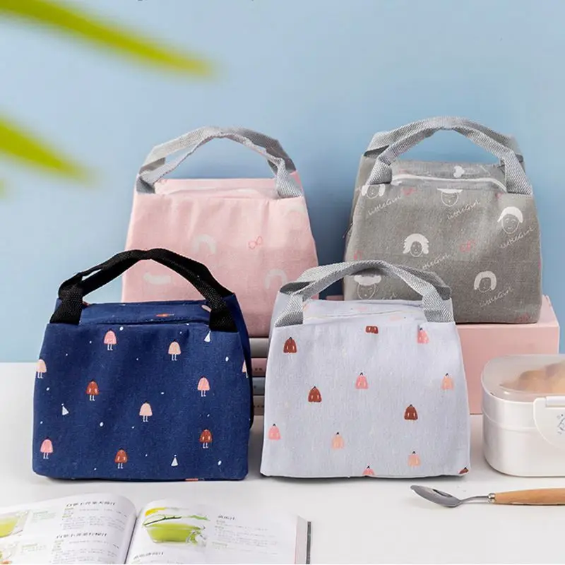 

Lunch Box Portable Insulated Linen Lunch Bag Food Picnic Outdoor Lunch Bags For Women Kids Ice Pack Lunch Bag