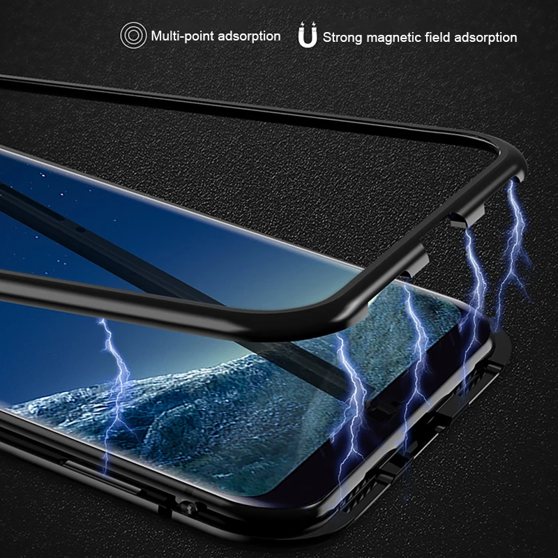 BALMORA Magnetic Adsorption Case For Samsung Galaxy S10 S9 S8 Plus A50 A60 A70 A40S Metal Back J4 J6 J8 |