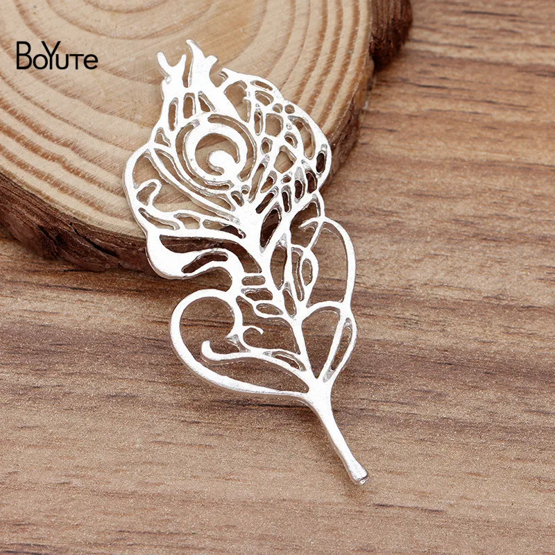 

BoYuTe (20 Pieces/Lot) 62*27MM Metal Alloy Peacock Feather DIY Hair Jewelry Accessories Hand Made Materials