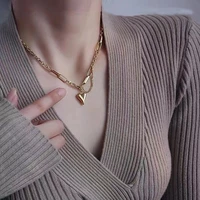 design sense gold stainless steel chain heart pendant short necklace goth girls unusual clavicle chain fashion jewelry for woman