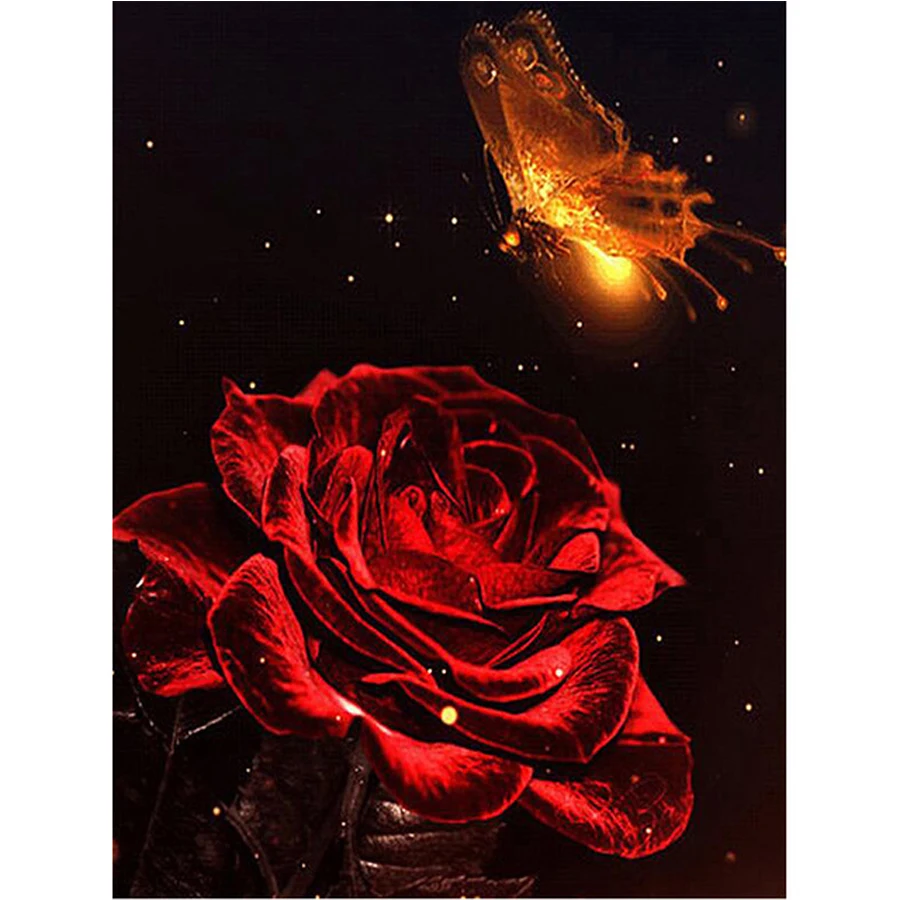 3D Diamond Painting Home Decor DIY 5D diamond mosaic red rose gold butterfly Cross Stitch Pattern Embroidery Sale AA295 | Дом и сад