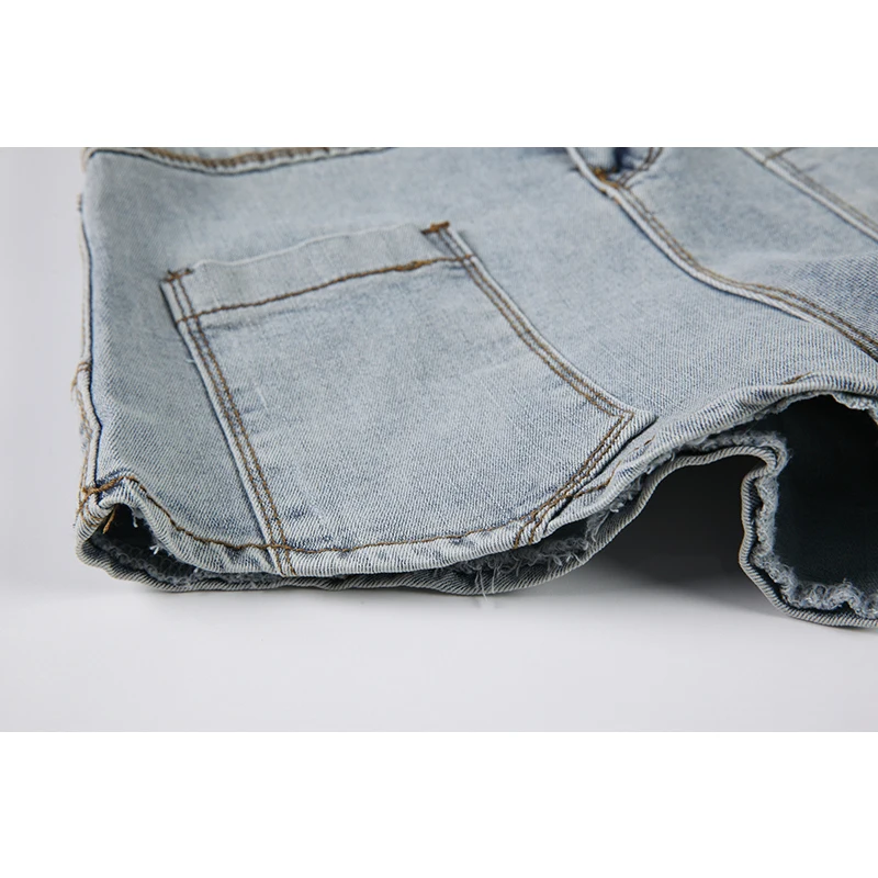 

High Waist Buttons Blue Women's Shorts Denim Pants Streetwear Sexy Vintage Casual Crop Pant Pocket Fashion Washed Jeans Trousers