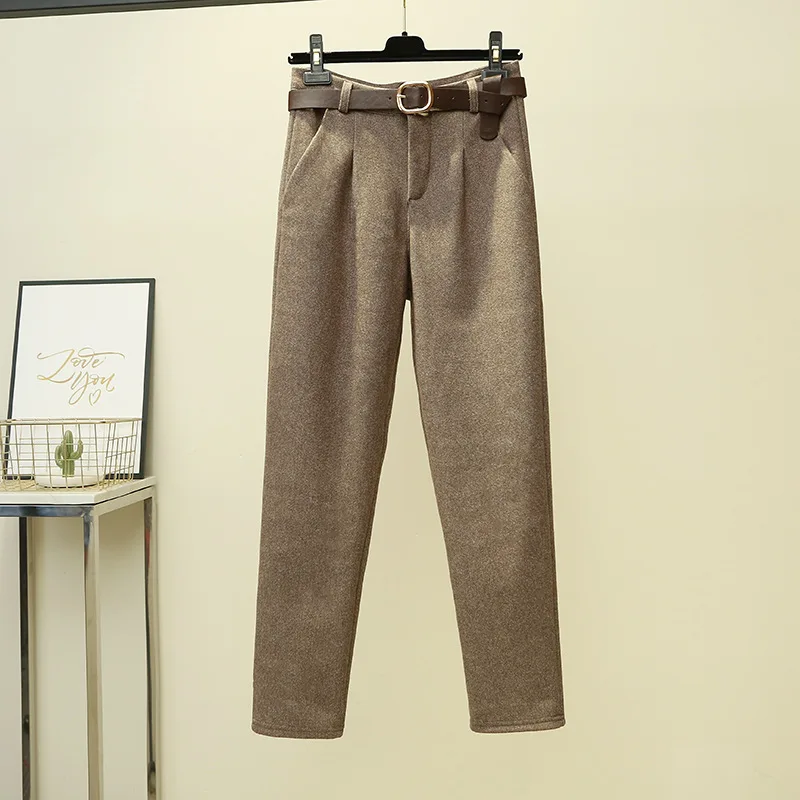 Модные шерстяные брюки 2019 осень зима женские Брюки Высокая талия Pantalon Femme