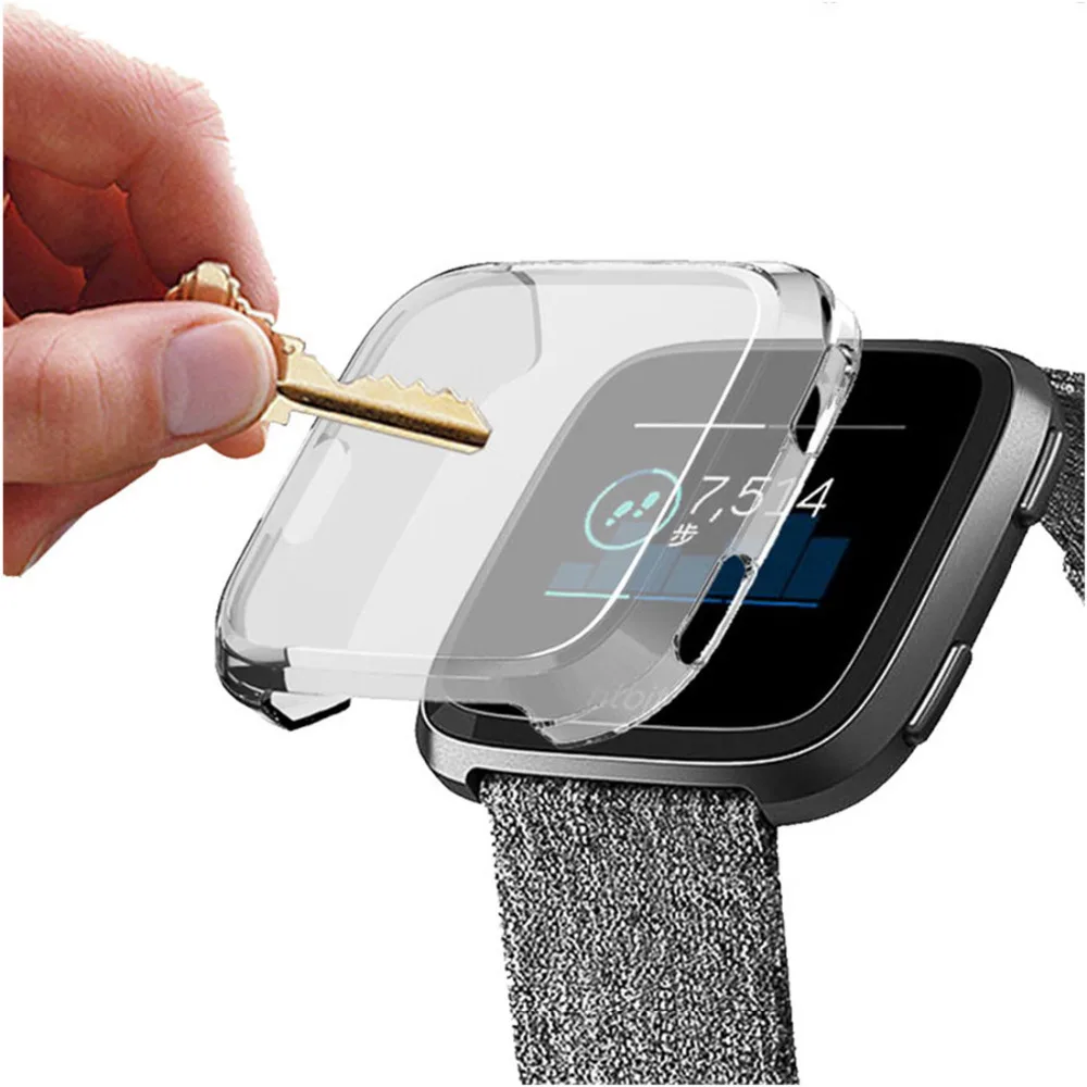 Case For fitbit versa strap band screen protector cover All-inclusive ultra-thin soft frame watch Accessories for | Наручные часы