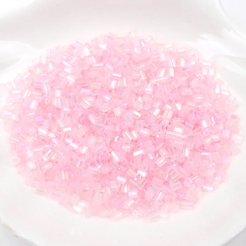 Кристальные стеклянные бусины-разделители 15 цветов AB 2 х3 мм 700 шт. чешские