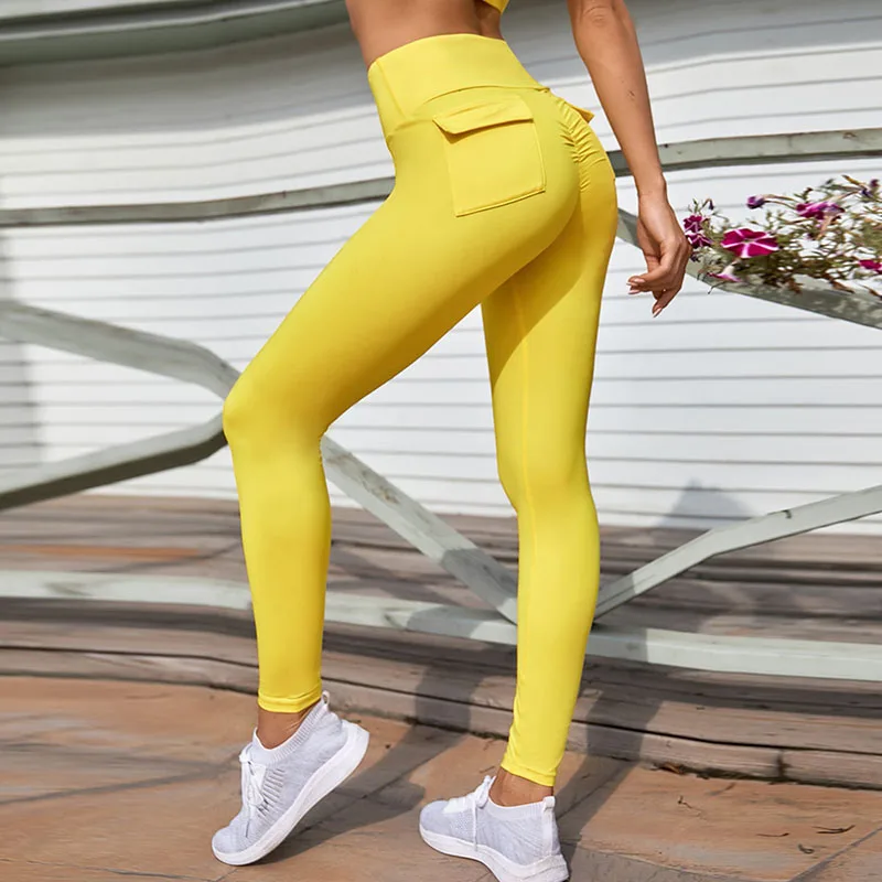 

NORMOV Fitness Women Leggings Workout High Waist Push Up Leggins Solid Pockets Booty Lifting Skinny Leggings Feminina