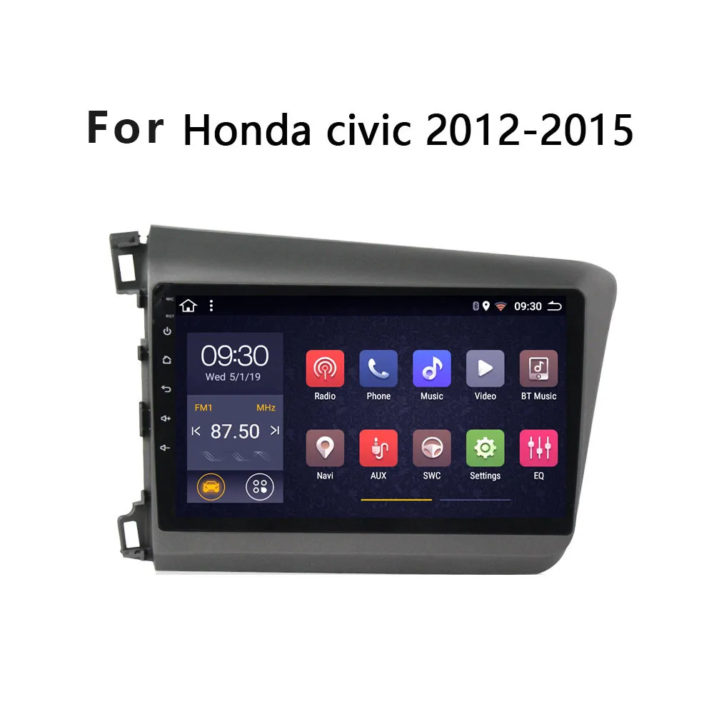 Автомагнитола 2 din 9 дюймов Android 1 GPS четырехъядерный процессор для Honda Civic 2012-2015