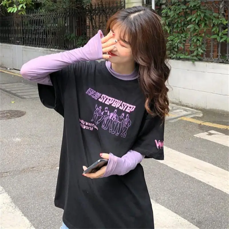 

2020 Women Summer T-Shirt Kawaii Vintage Lovely Loose Letter Embroidery Mesh T Shirt Female Sweet Cute Harajuku Tunic For Ladies