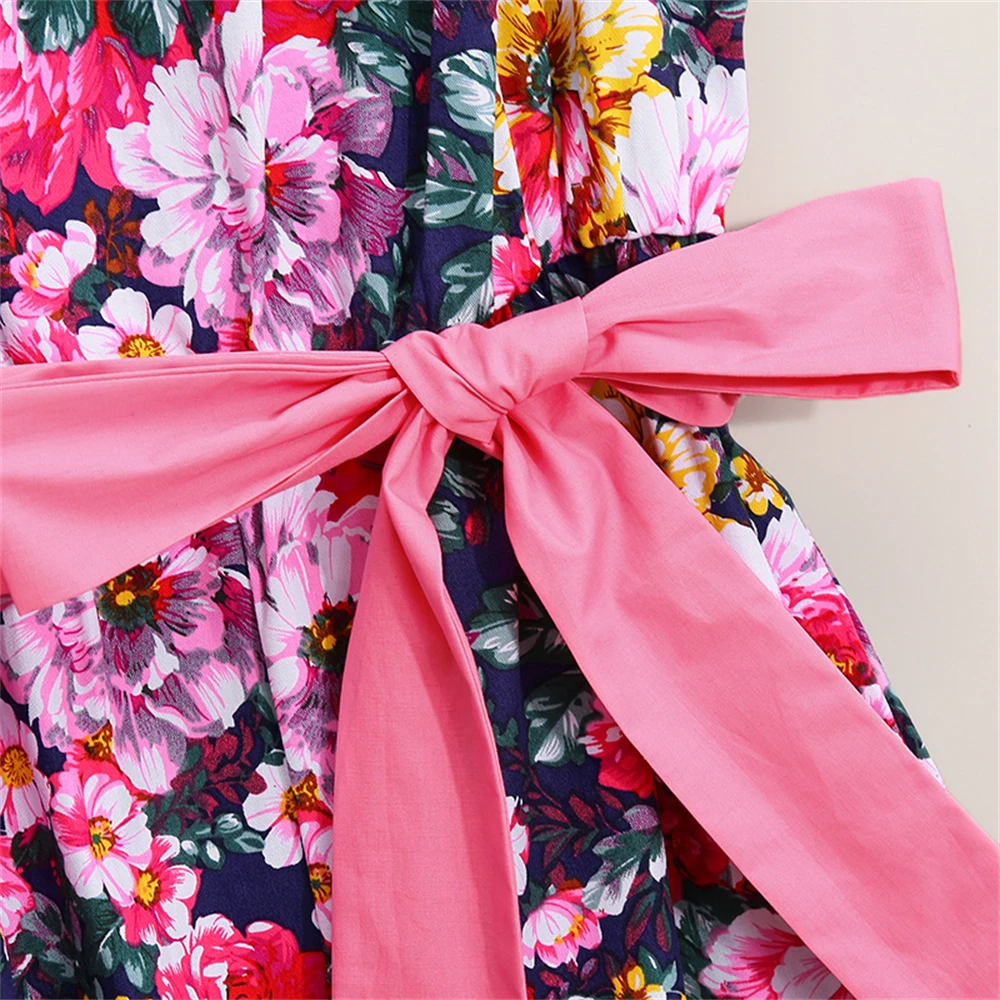 

PopReal Family Matching Outfits Mom And Daughter Matching Jumpsuits Straps Outfits Baby Girls Clothes Flowers Print Bow