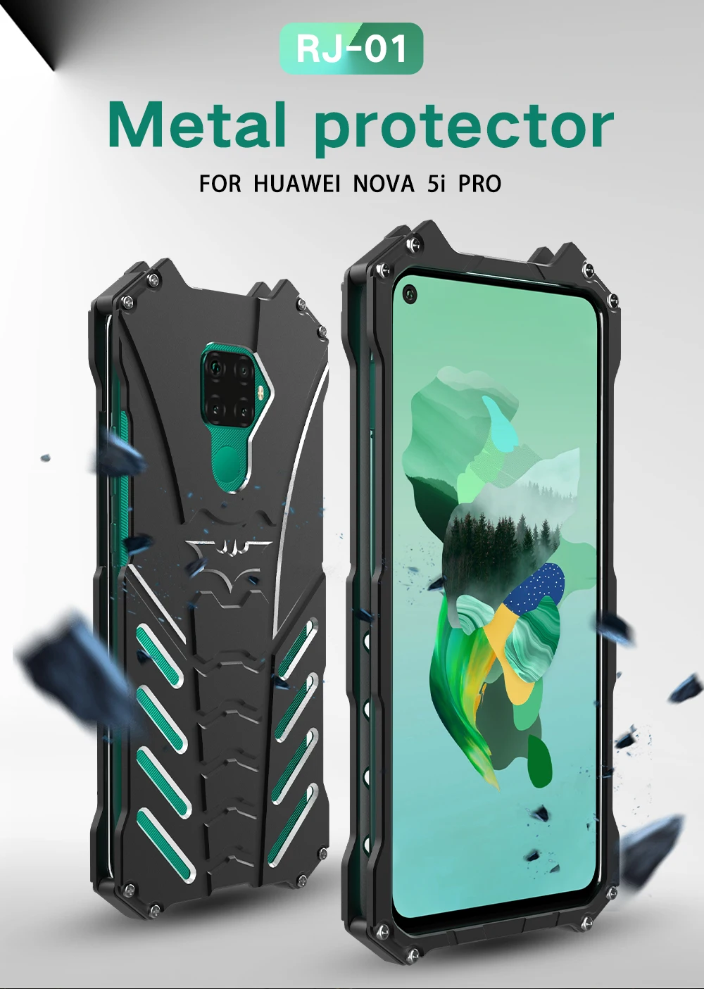 Чехол для Huawei Nova 5i Pro Алюминиевый металлический бампер бронированный защитный