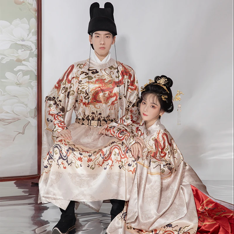 

2021 Hanfu Dress Round Neck Long Robe Summer Men And Women Ming Dynasty Dress National Hanfu Outfit Stage Dress Skirt SL4633