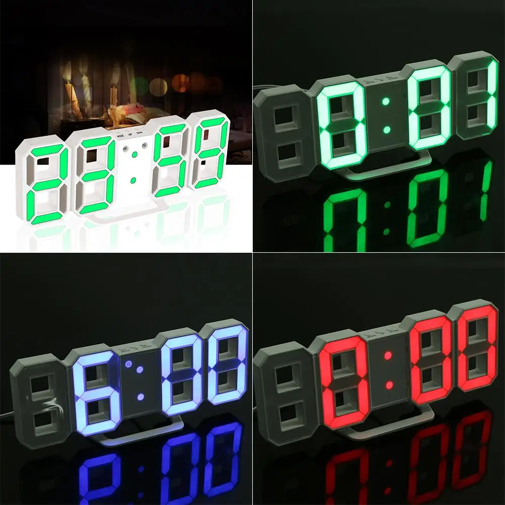 Digital 3D LED Table Clock USB Charging Built In Battery Desk Alarm Nightlight For Decor Snooze | Дом и сад
