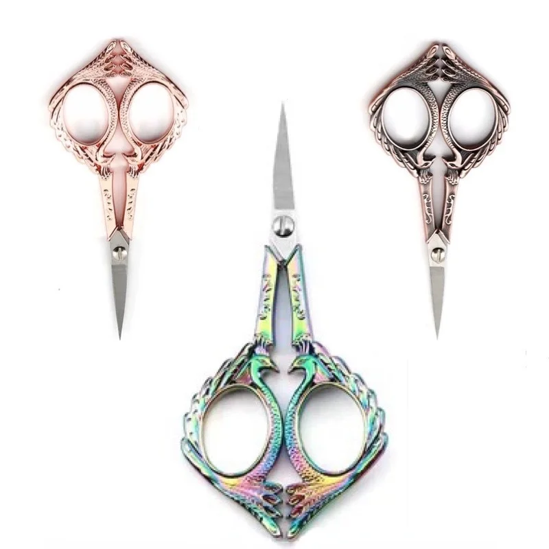 

Stainless Steel Retro Scissors European Tailor's Cross-Stitch Scissors Home Embroidery Tools Phoenix-Shaped Sewing Accessories