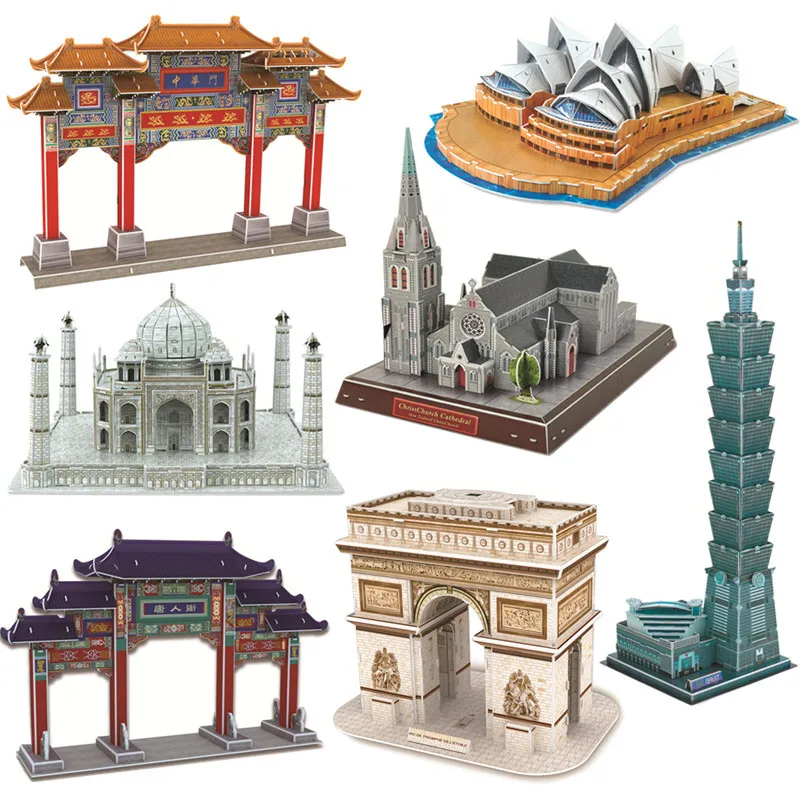 

3d Three-dimensional Puzzle Chinatown China Gate Model Children's Educational Diy Building Model Toys P266