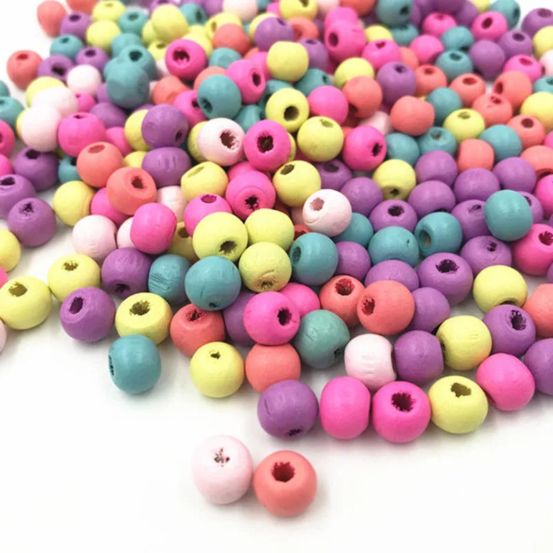 DIY 200X Mixed Round Wood Beads Kids Toy Makeing Necklace Spacer 10mm | Дом и сад