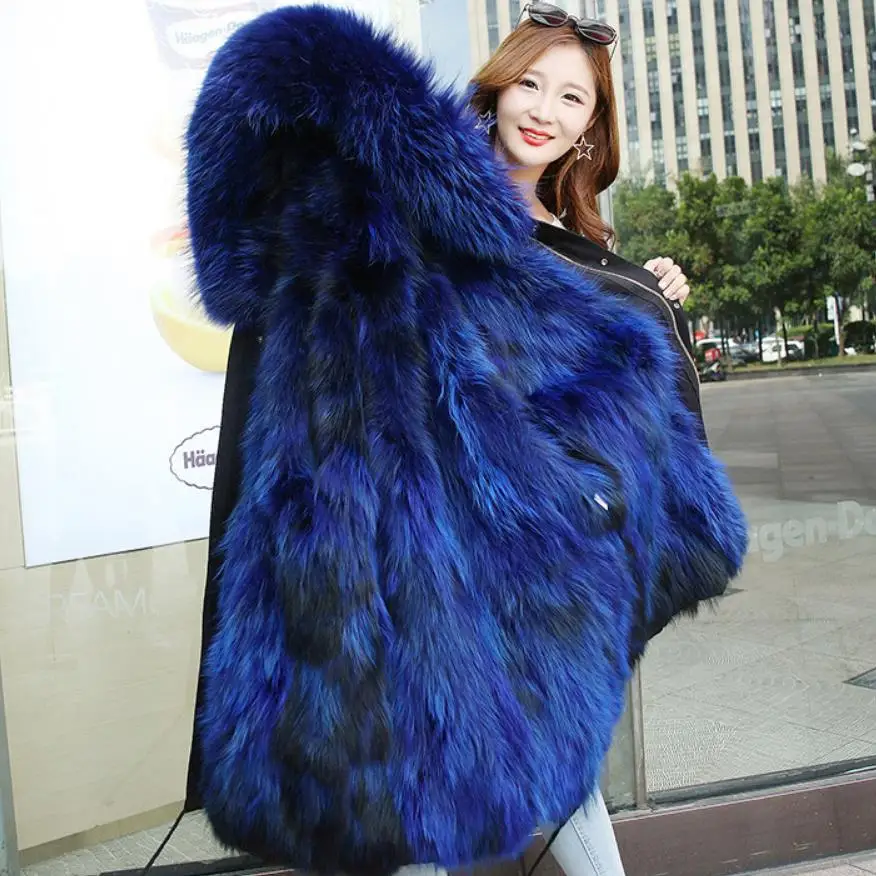 Облегающая теплая парка thikcer из натурального меха Женское зимнее длинное пальто