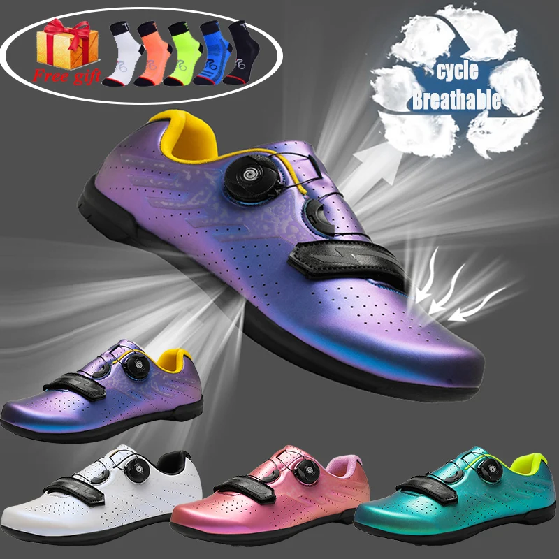 Online Sepatu Bersepeda Bergesper Ganda Kualitas Tinggi Sepatu Bersepeda Balap MTB Sepatu Sepeda Dengan Pengunci Otomatis Bersirkulasi Sepatu Bersepeda Profesional