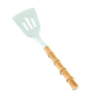 kitchen cookware bamboo root wood handle nonstick non scratch silicone kitchenware cooking scoop ladle spatula slotted turner