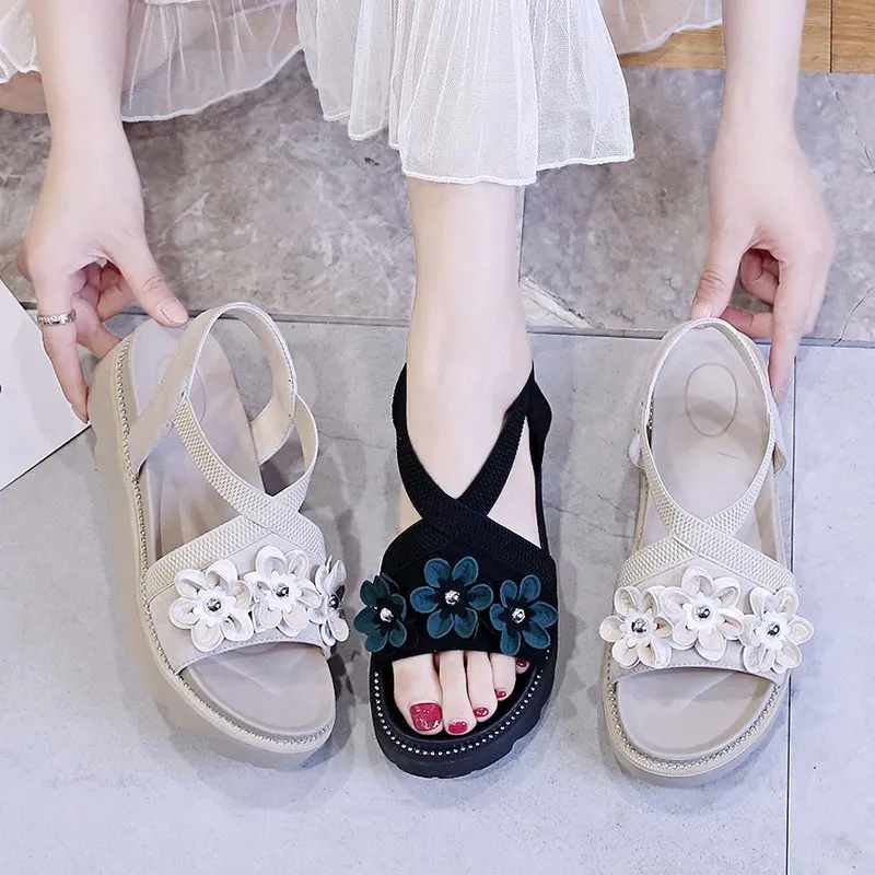 

Fairy Style INS Student Sandals Thick Bottom Casual Comfortable Flower Princess Shoes Cute Women's Shoes Tide Comfortable Shoes
