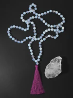 oaiite 108 beaded opal stone mala necklace 8mm buddha hand knotted beads tassel necklaces energy prayering unisex jewelry gift
