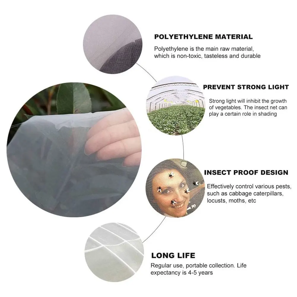 

Insect Protection Net Grow Tunnel Fine Mesh Plant Protect Anti-Bird Netting Garden Plant Protector Garden Transparent Plant Net