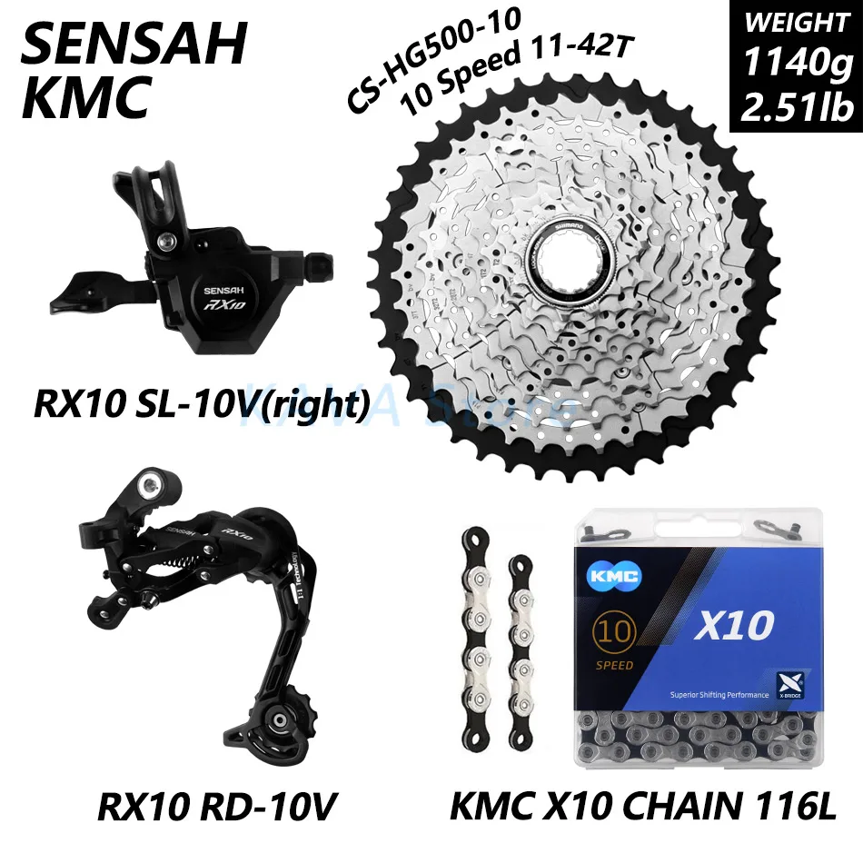 RX10 KMC HG500-10 SENSAH RX10 1X10 Скорость M6000 горы mtb велосипеда велосипедные переключатели 11-42/46/50T маховик KMC X10 цепи GXP 104BCD шатун со звездочкой - Цвет: RX10 KMC HG500-10