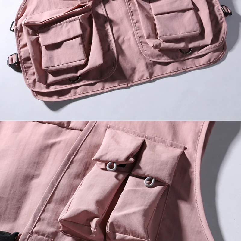 Жилет-карго в стиле милитари жилет хип-хоп для мужчин и женщин папы куртка без